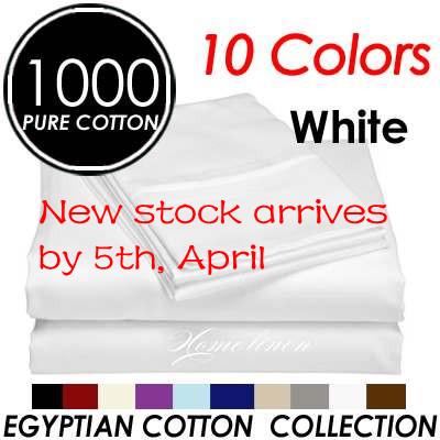 1000TC-Egyptian-Cotton-Collection-SINGLE-Doona-Quilt-Cover-Set-10-Colors-WHITE